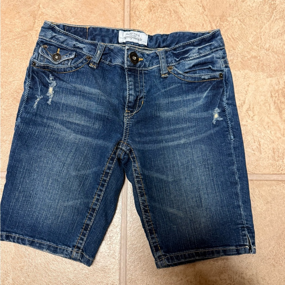 Aeropostale Distressed Blue Denim Shorts